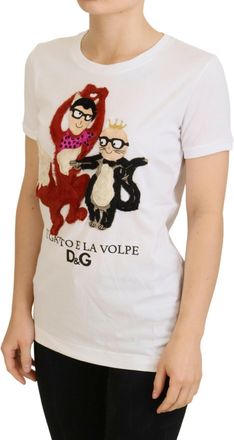 Dolce & Gabbana Womens T-Shirt Top White Textured Short Sleeve Cotton