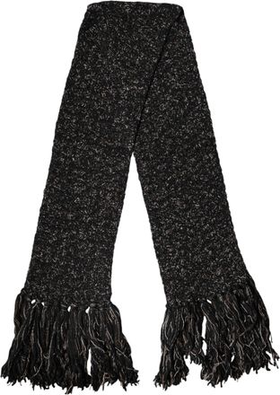 Dolce & Gabbana Zwarte Wol Franje Halswrap Foulard Sjaal