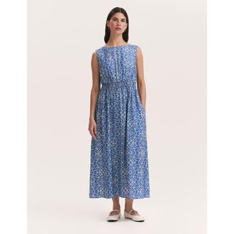 Finery Willow Floral Sleeveless Midi Dress in Blue Batik at Nordstrom, Size 12