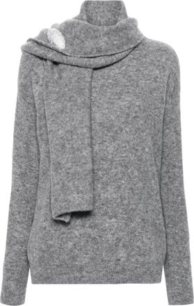 Giuseppe Di Morabito brooch-detail sweater - women - Merino/Polyamide/Spandex/Elastane/Alpaca Wool - S - Grey