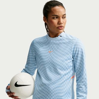 Nike Womens United Academy Dri-FIT Long-Sleeve Soccer Top in Blue | IO9385-441