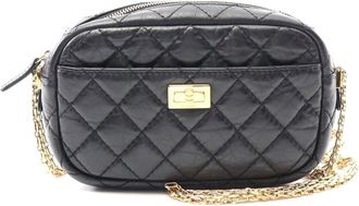 Chanel 2.55 Chevron V-Stitch Camera Bag Black