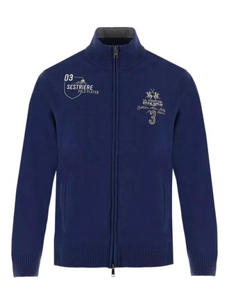La Martina Cardigan Bradford con zip - Blu