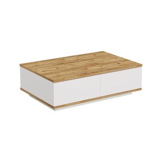 Dmora Mesa de caf&eacute; efecto madera roble, blanco 90x60 h29 cm