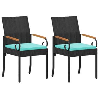 vidaXL Sillas De Jard&iacute;n 2 Pcs Negro Y Turquesa Polirat&aacute;n Y Acacia Vidaxl