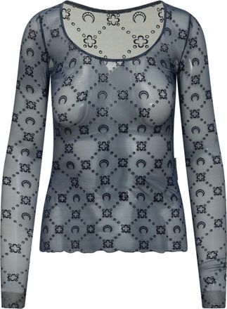 Marine Serre Blue Geometric Scoop Neck Top