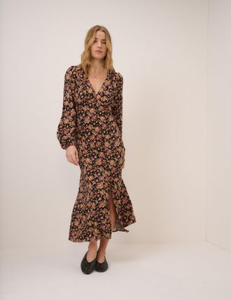 Nobody's Child Black Floral Kennedy Midi Dress