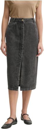 Sessun Gonna midi in denim con bottoni frontali - - Skirts - Donna - Nero - L