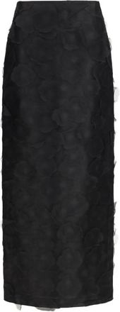 Max Mara Black Textured Calf Length Skirt