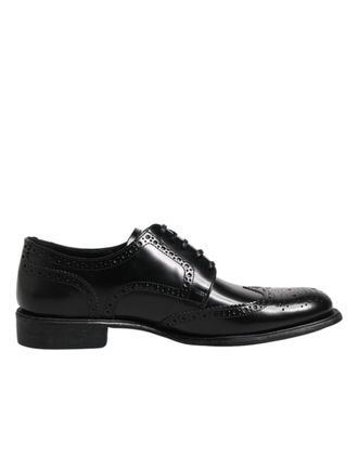 Dolce & Gabbana Black Leather Derby Wingtip Formal Mens Shoes