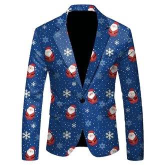 Generic Mens Christmas Suits Blazer Slim Fit Lapel One Button Suit Tuxedo Jacket Novelty Blazer Jacket Men Xmas Costume Party Outfit Tuxedo Suits Business Wed