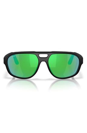 Costa Street Heat 55mm Polarized Mirrored Rectangular Sunglasses in Black /Green Mirror at Nordstrom
