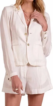 Elan Thatcher Lightweight Blazer In White/gold