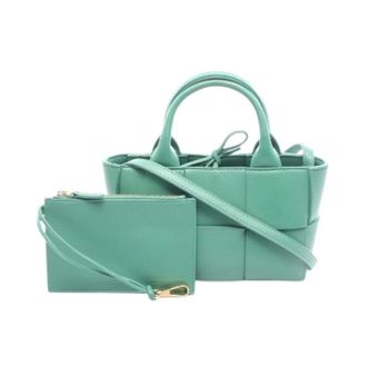 Bottega Veneta Pre-owned Candy Arco Leather 2way Tote Bag - Dames - Pre-owned - Groen - Maat: ONE Size Leer