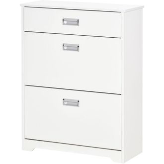 HOMCOM Homcom - Scarpiera Salvaspazio Bianca 2 Cassetti per 16 Scarpe e Cassetto Piccolo