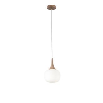 Luce-Ambiente-Design Jaipur suspension in Wood Color Metal and White Glass Diffuser 17 Cm