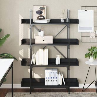 Berkfield Home Decorative Bookcase 4-Tier Black 100x33x145.5 cm Engineered Wood