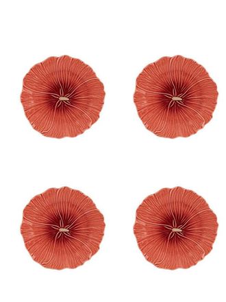 Bordallo Pinheiro Plato de postre Hollyhock Maria Flor - Set de 4 pzs