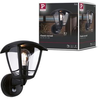 Paulmann 94647 Lampada per esterni lampada da parete Classic Curved con rilevatore di movimento IP44 angolare max. 12 w nero E27 - Paulmann