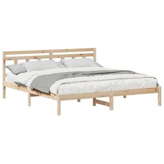 Berkfield Home Traditional with Headboard Brown 200 x 200 cm Pine wood in Beige