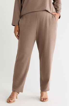 Eileen Fisher Stretch Organic Cotton Slouch Ankle Pants in Tan at Nordstrom, Size 2X