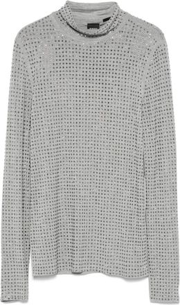 Pinko rhinestone-embellished top - women - Viscose/glass/Elastane - M - Grey
