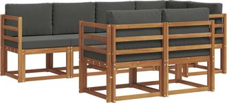 vidaXL Conjunto De Sof&aacute;s De Exterior 7 Uds. Natural Y Antracita Vidaxl
