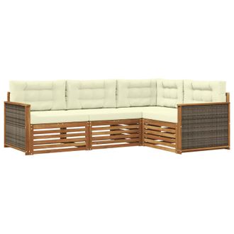 vidaXL Conjunto De Sof&aacute;s De Exterior Con Coj&iacute;n 4 Pcs Natural Y Crema Vidaxl