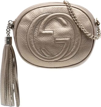 Gucci 2016-2025 Soho metallic mini-crossbodytas van bewerkt kalfsleer met ketting - Goud