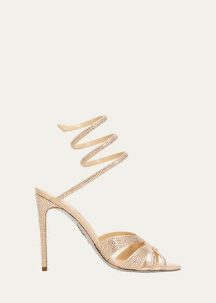 Rene Caovilla 100mm Embellished Satin Ankle-Wrap Sandals