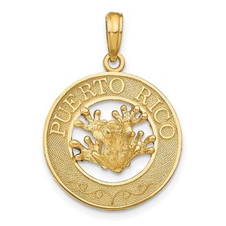 Diamond2Deal 14k Yellow Gold PUERTO RICO with Frog Pendant