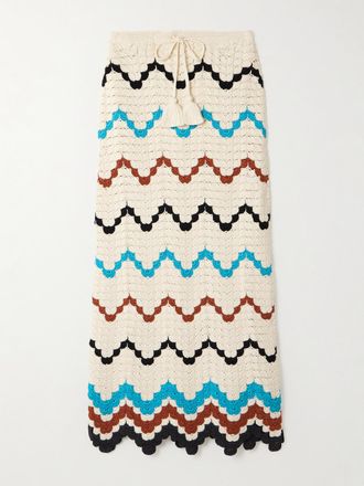 Escvdo Gonna Midi In Cotone Crochet Smerlato Safi - Crema