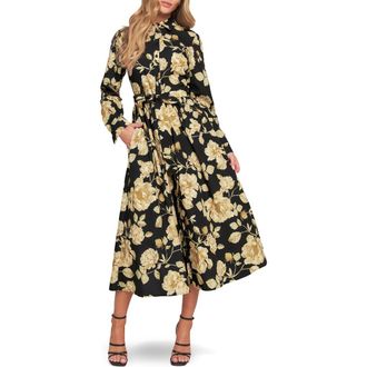 Flying Tomato Print Long Sleeve Midi Shirtdress in Black at Nordstrom Rack, Size Large