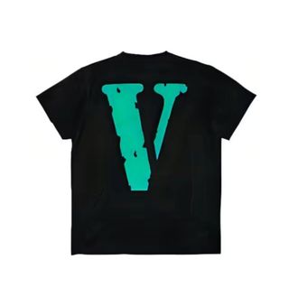 Vlone Large V Alphabet Short Sleeve Tee Black Green VLTE17SS003-BLACK