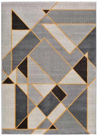 Atticgo Alfombra geométrica gris/negro/mostaza 160x230 cm