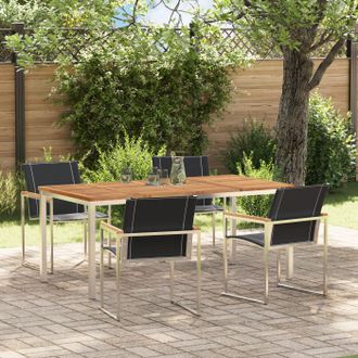 Berkfield Home 5 Piece Garden Dining Set Solid Wood Acacia in Brown