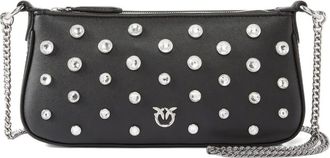 Pinko Borsa a tracolla con cristalli e catena - Nero
