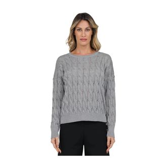 Alpha Studio Lange mouw ronde hals shirt - Dames - Ronde hals truien - Grijs - L - Truien & Vesten