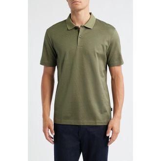 BOSS Parlay Geo Pattern Cotton Polo in Medium Green at Nordstrom Rack, Size X-Large