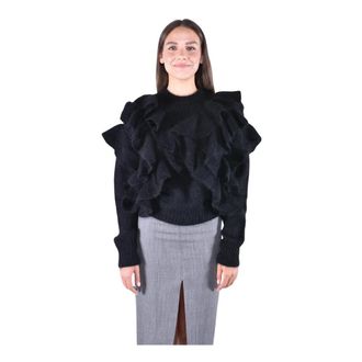 Elisabetta Franchi Maglione girocollo con rouches - - Knitwear - Donna - Nero - M