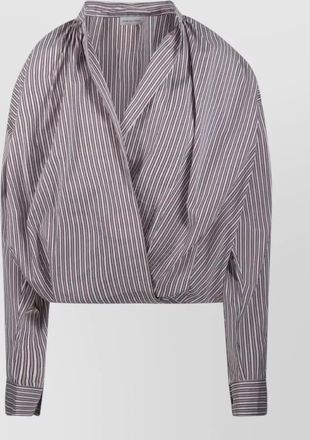 Dries Van Noten cenver silk blend striped long blouse