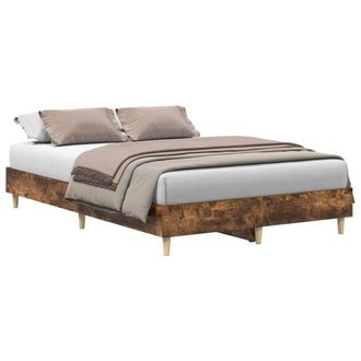 Berkfield Home Bed Frame No Mattress Smoked Oak 140x190 cm Engineered Wood in Brown