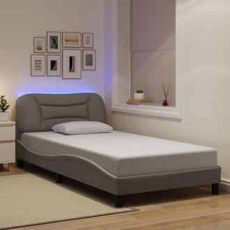 vidaXL Estructura De Cama Con Led Sin Colch&oacute;n Hvar Tela Gris Taupe 100x200 Cm Vidaxl