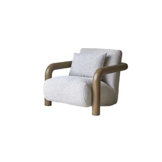 Tikamoon Sill&oacute;n bajo de mindi macizo y tela color crudo