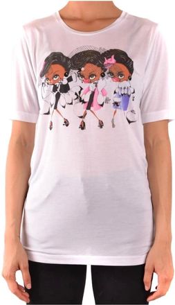 Dsquared2 Tops, Dames, Wit, M, Elegante Dames Grafische Tee