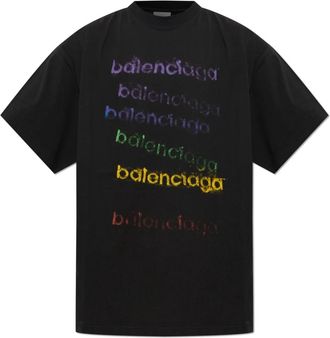 Balenciaga Logo T-shirt - Heren - T-shirts - Zwart - S - Katoen - Tops