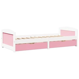 Berkfield Home Day Bed with 2 Drawers without Mattress IRUN White&Pink 90x200 cm in Pink
