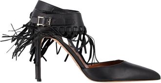 Valentino Womens Leather Fringed Ankle Strap Pump (Authentic Pre-Loved)