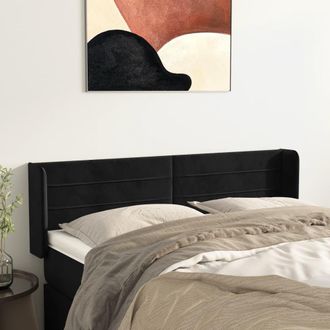 vidaXL Cabecero De Terciopelo Negro 147x16x78/88 Cm Vidaxl