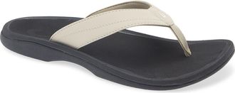 Olukai Ohana Flip Flop in Ecru/black at Nordstrom, Size 11